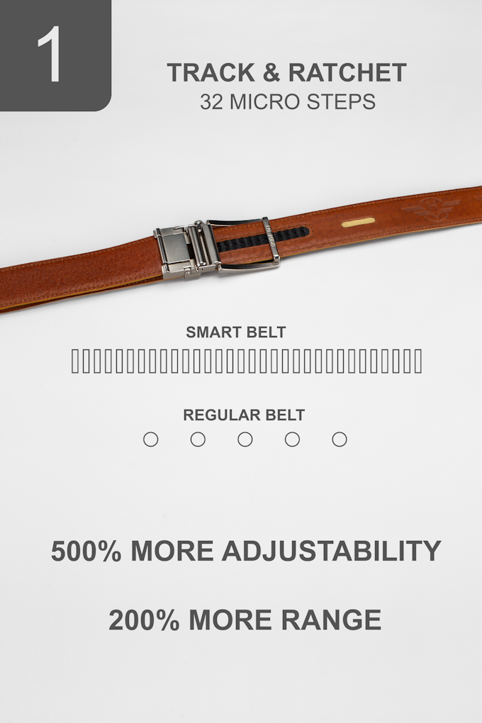 Genuine Leather Belt for Men with Easier Adjustable Autolock Buckle