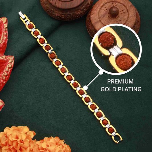 Genuine Paanch Mukhi Modern Rudraksha Bracelet With Gold Plating.